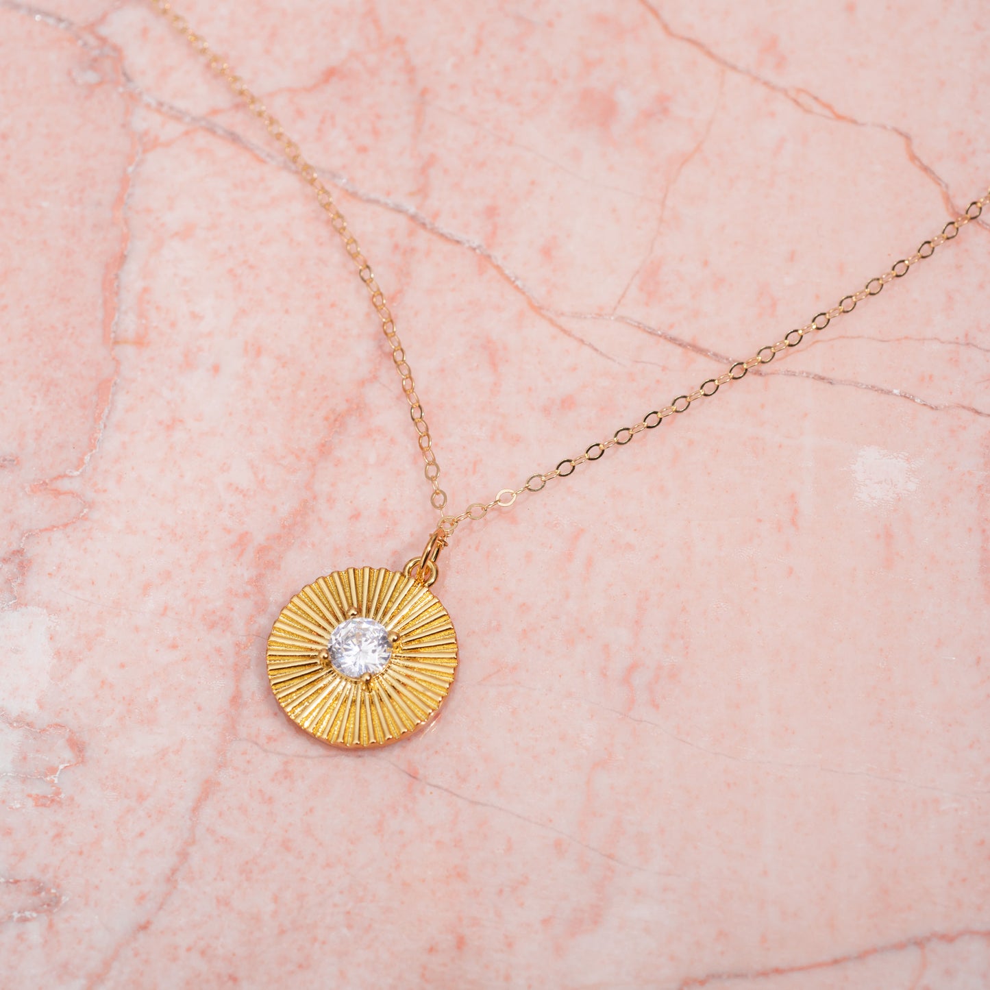 Sun Palm CZ Pendant Necklace