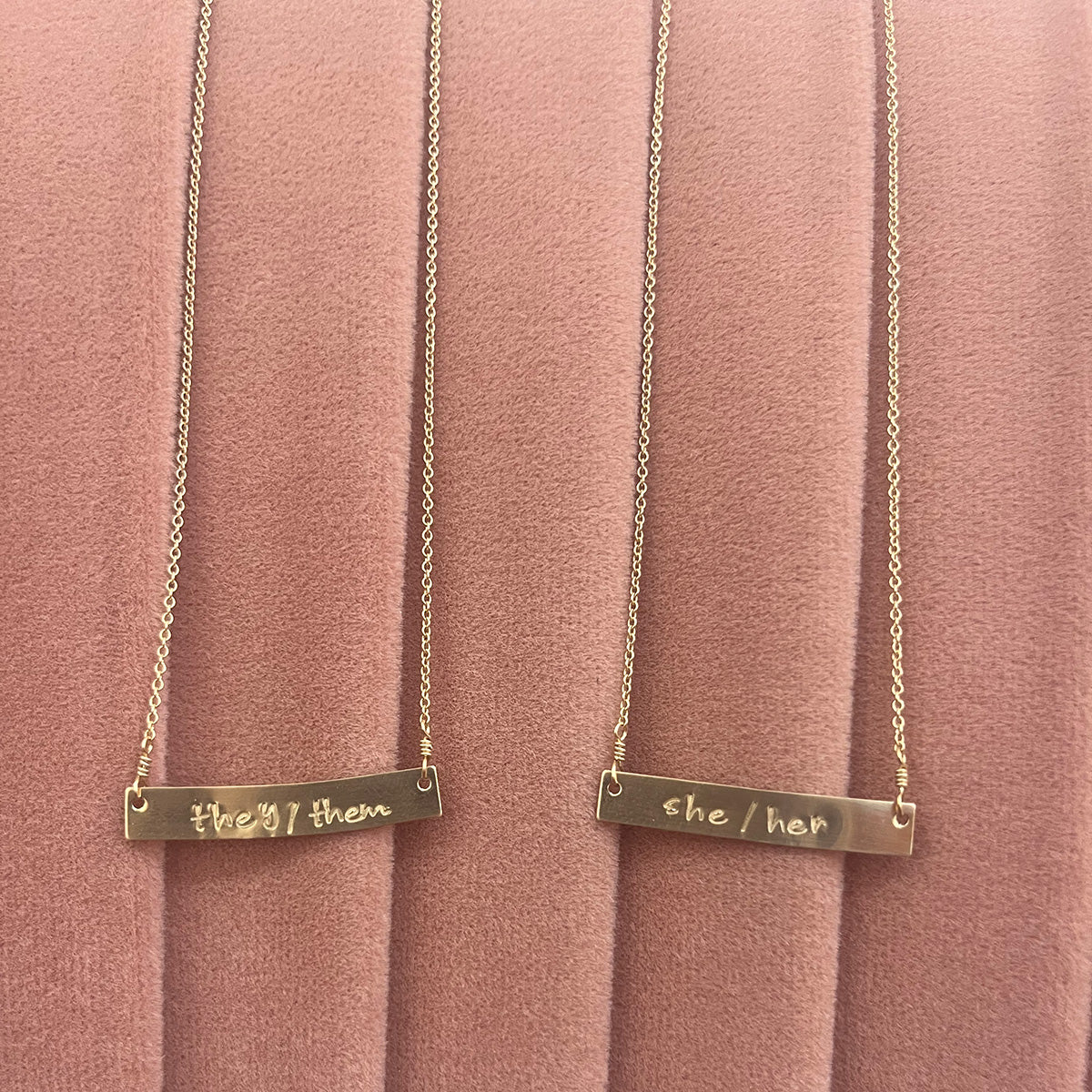 Pronoun Bar Necklace