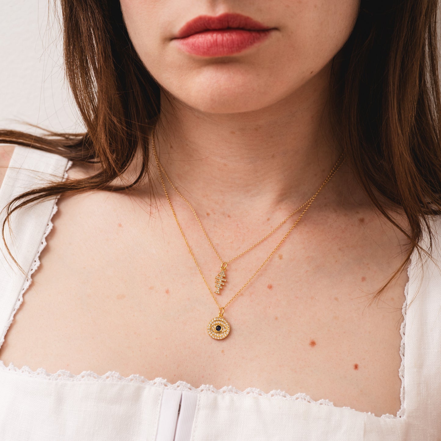 Tiny Fish Bone CZ Necklace