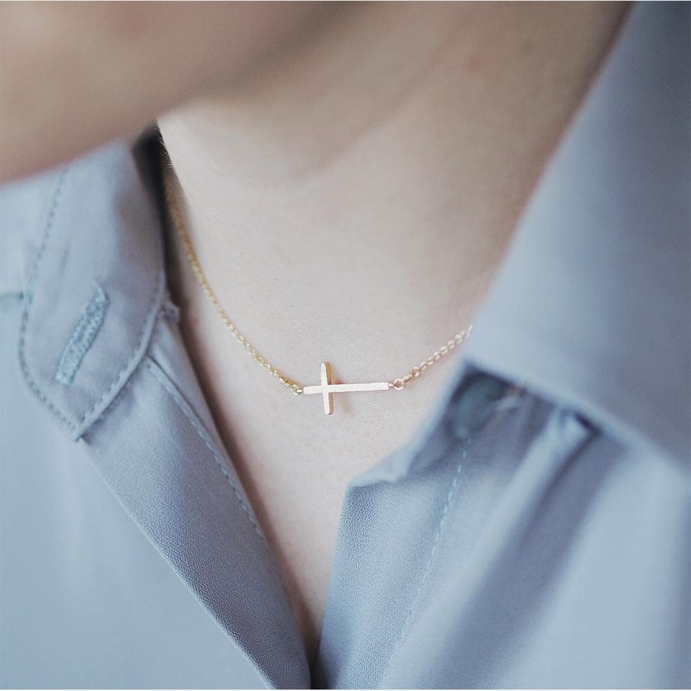 Side Cross Necklace, Necklaces, adorn512, adorn512