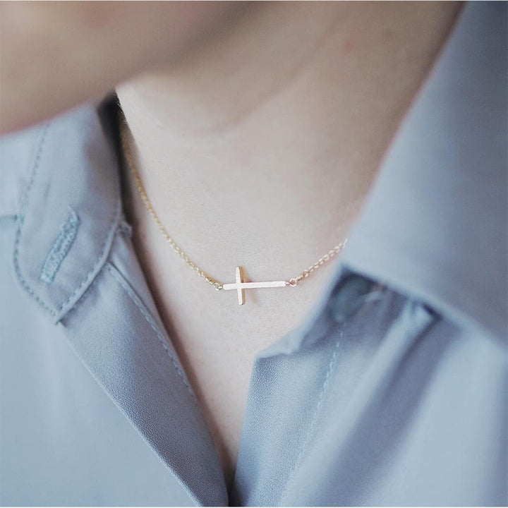 Side Cross Necklace, Necklaces, adorn512, adorn512