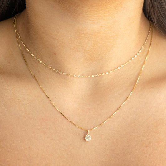 14k Solid Gold Sequin Chain Necklace