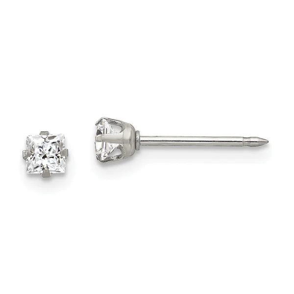 14K 3mm Square CZ Stud