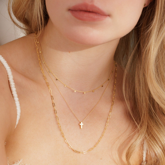 14k Solid Gold Tiny Paperclip Chain Necklace