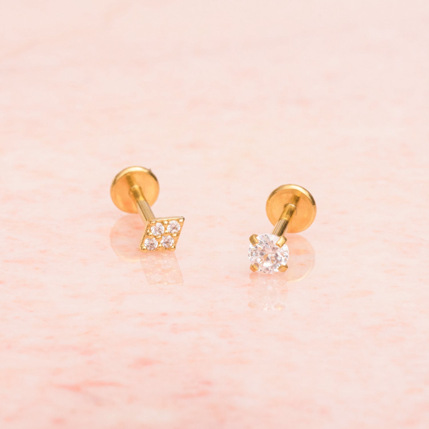 Ear Stud for Cartilage With Flat Back 18G Tiny Minimalist Stud Earring  Tragus Helix Cartilage Conch 14k Solid Gold Body Jewellery 