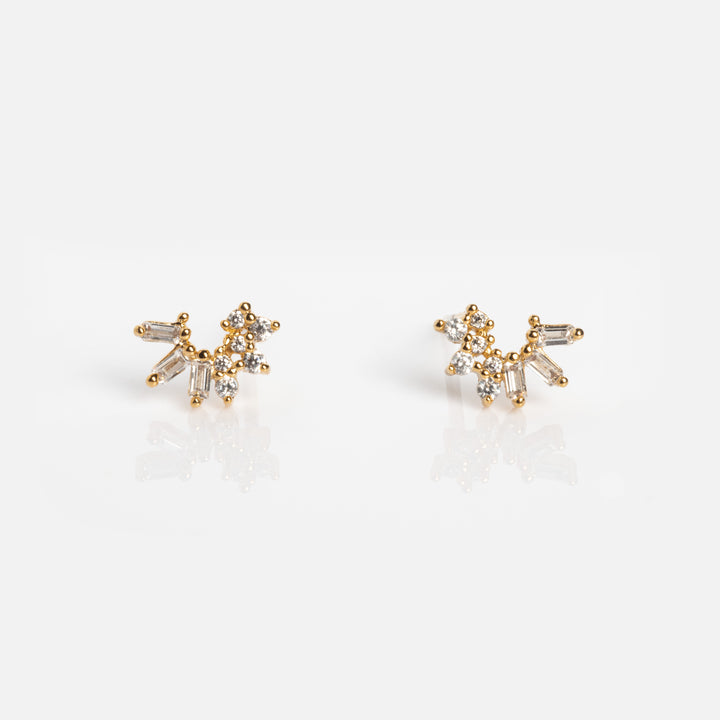 CZ Crescent Stud Earrings