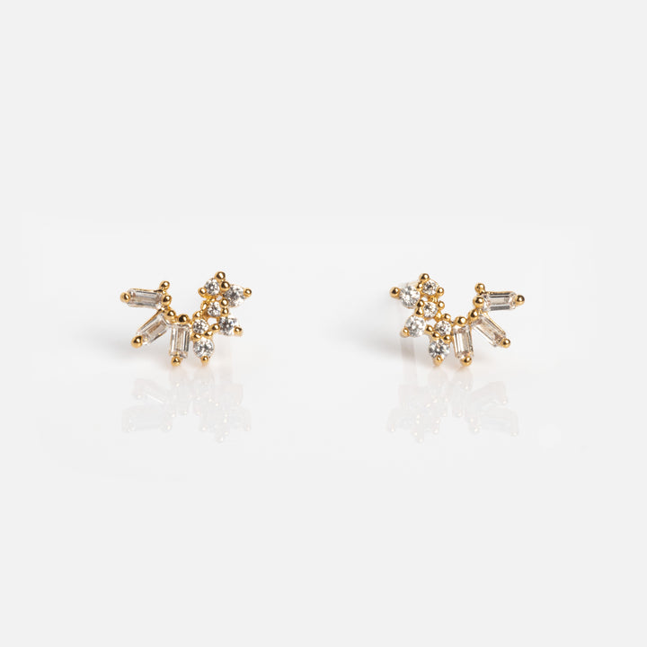 CZ Crescent Stud Earrings