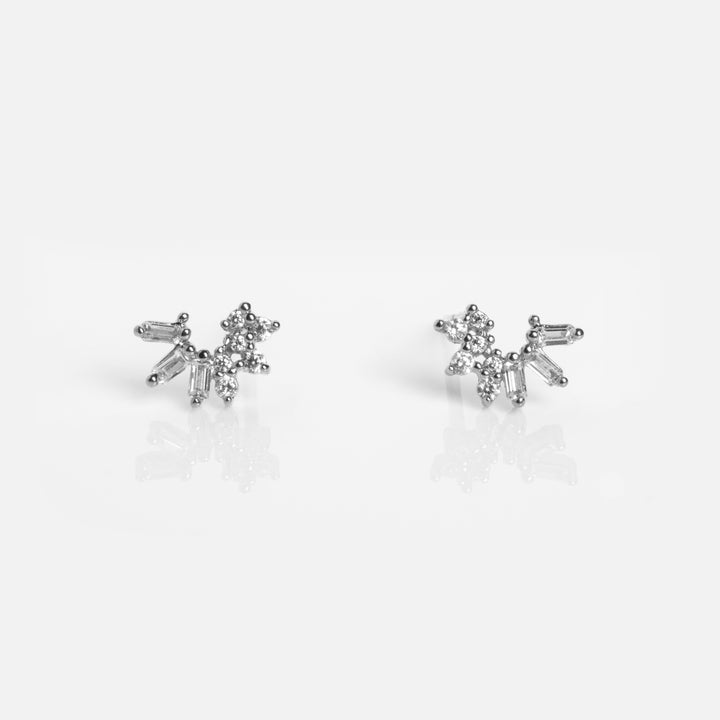 CZ Crescent Stud Earrings
