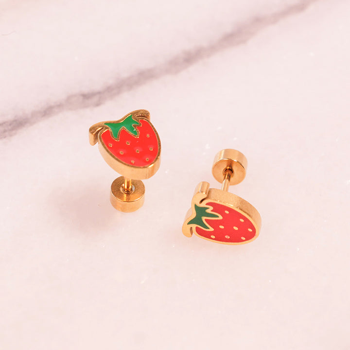 Strawberry Enamel Screwbacks