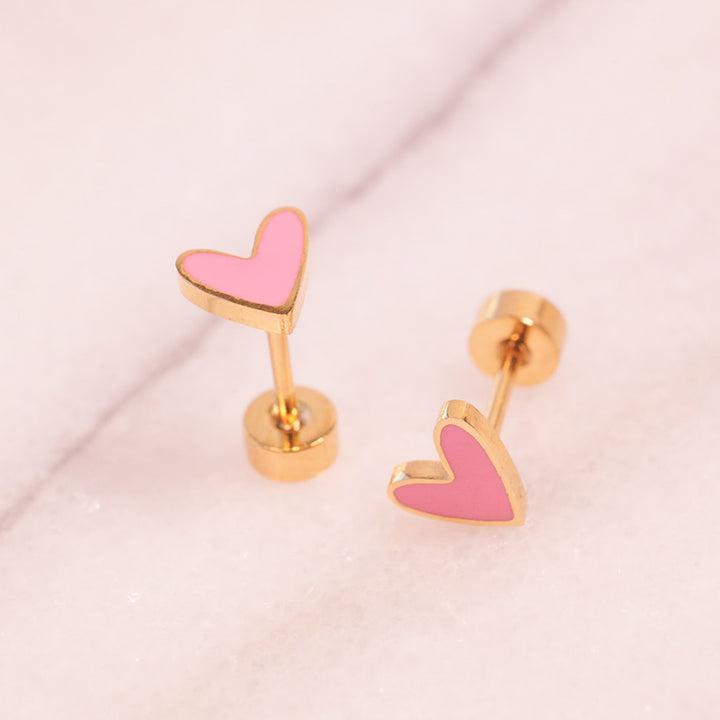 Heart Enamel Screwbacks