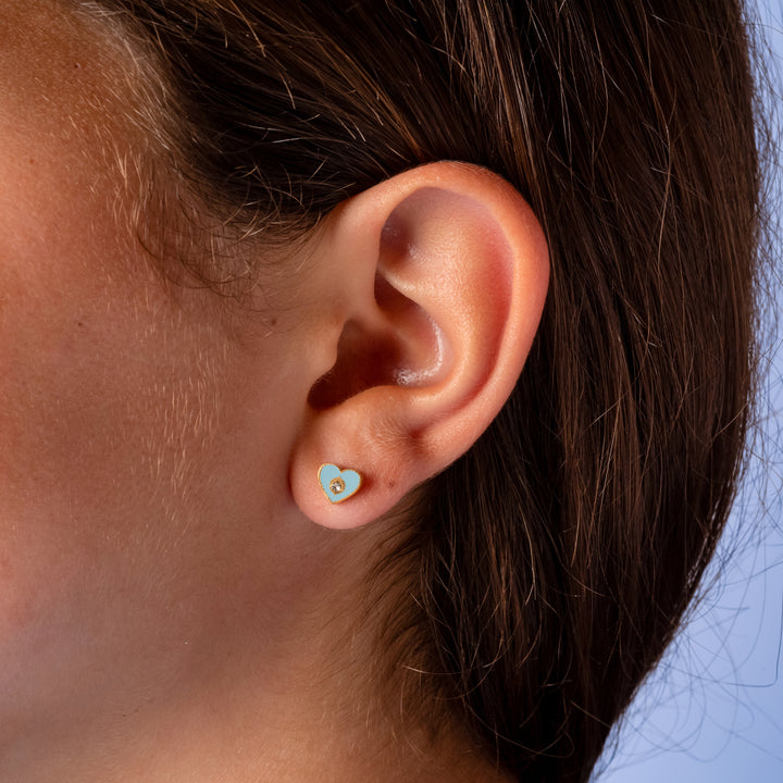 Bubble Heart Enamel Screwbacks