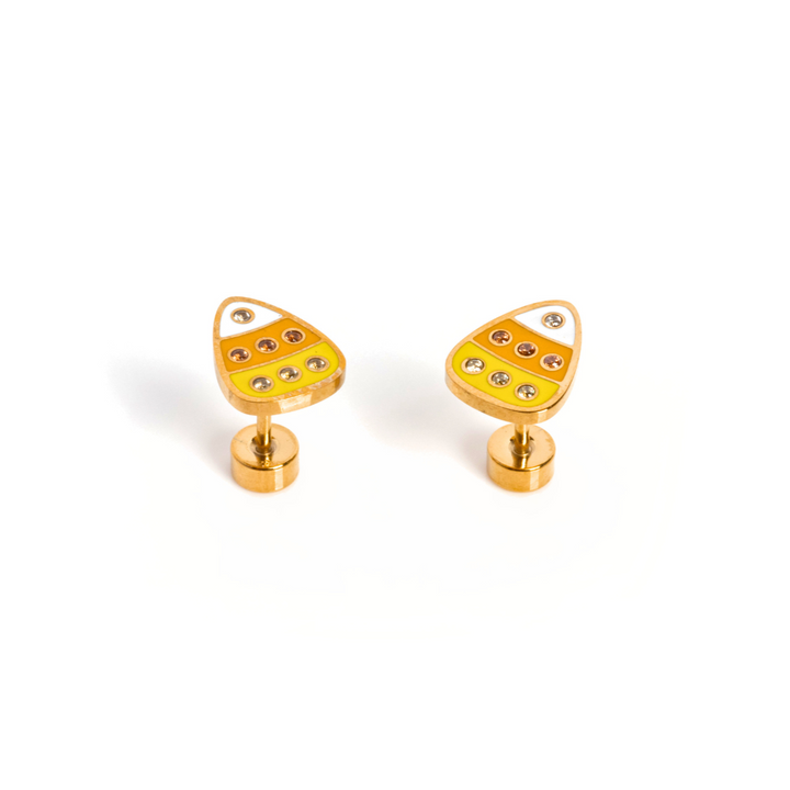 Candy Corn Enamel Screwbacks
