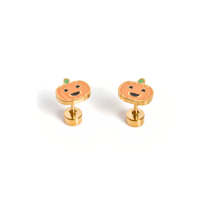 Jack O' Lantern Enamel Screwbacks