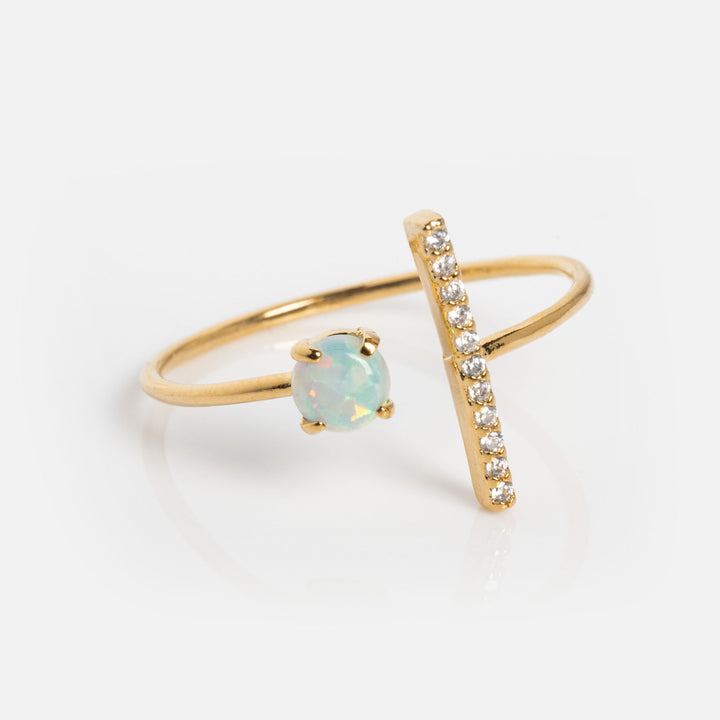 Opal CZ Bar Ring
