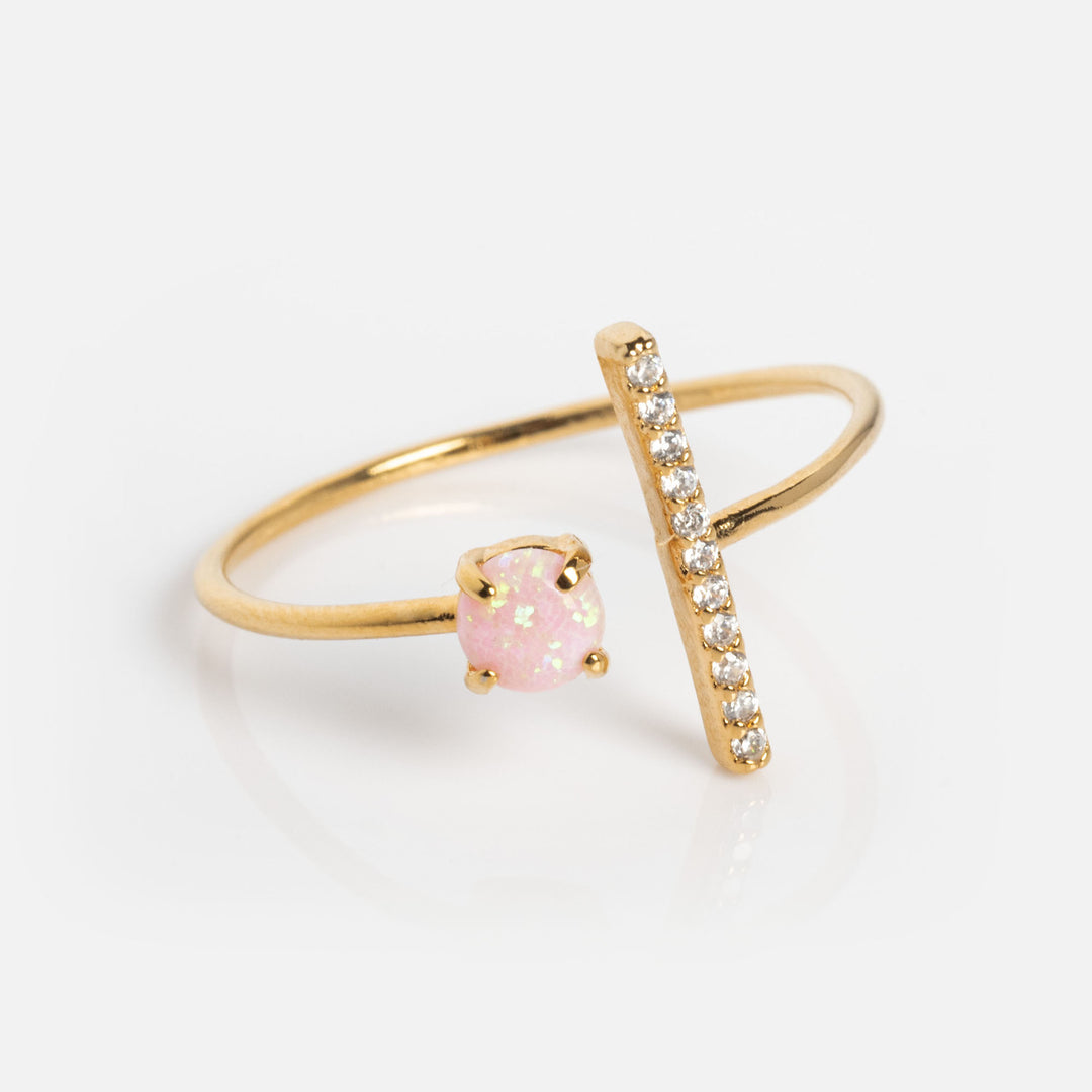 Opal CZ Bar Ring