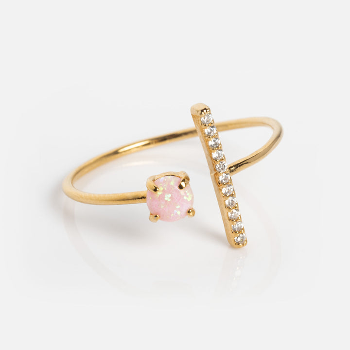 Opal CZ Bar Ring