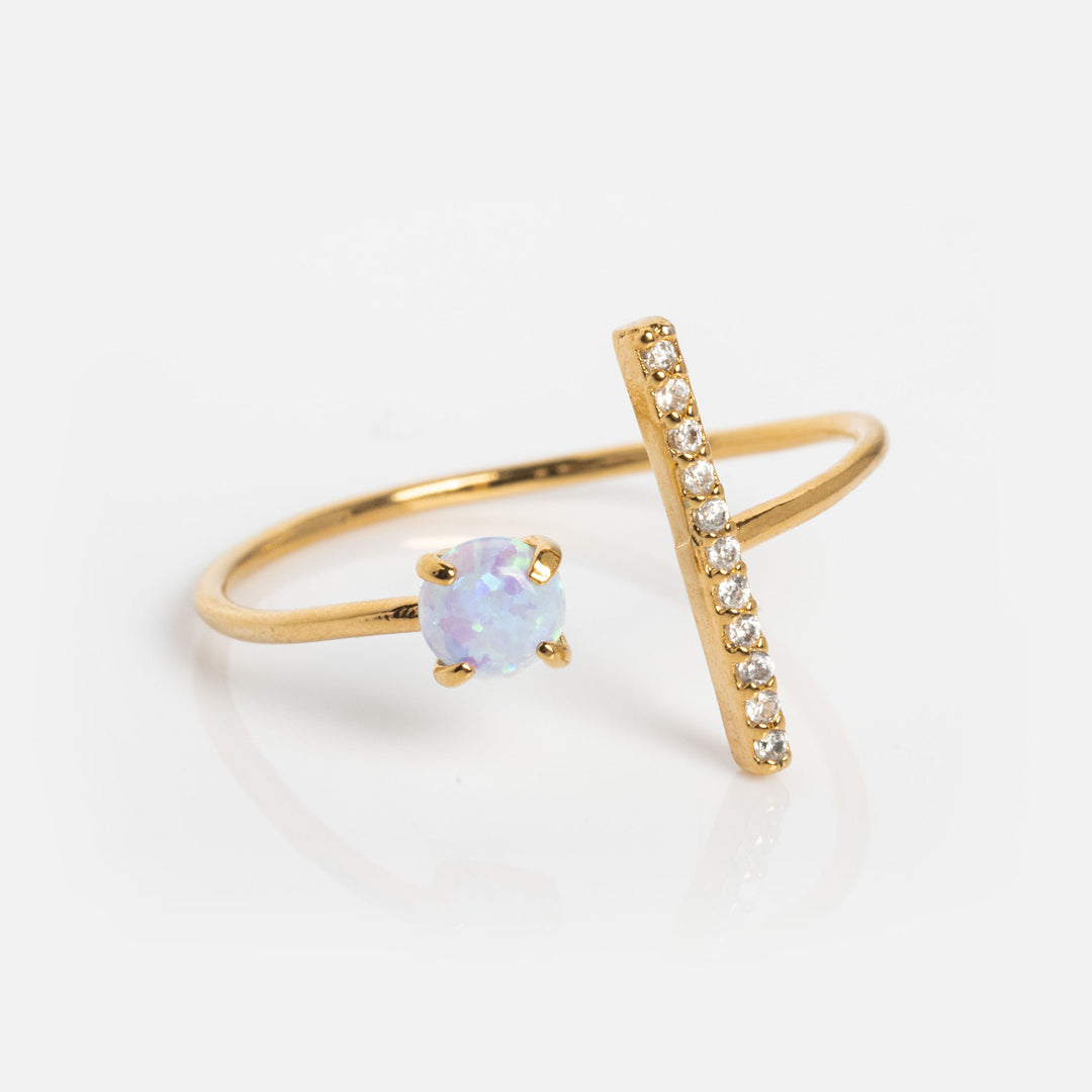Opal CZ Bar Ring