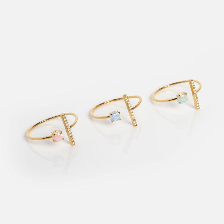 Opal CZ Bar Ring