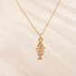 Tiny Fish Bone CZ Necklace