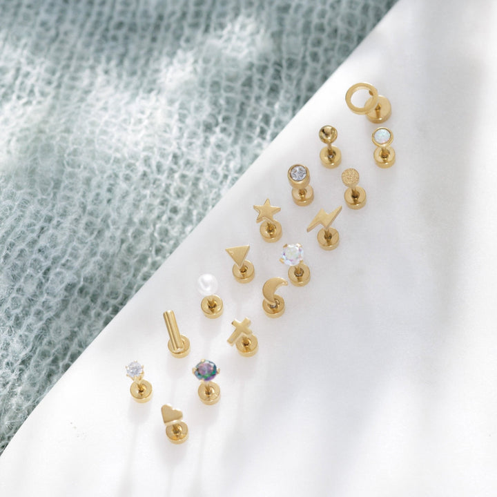 Gold Ball Screw Back Studs