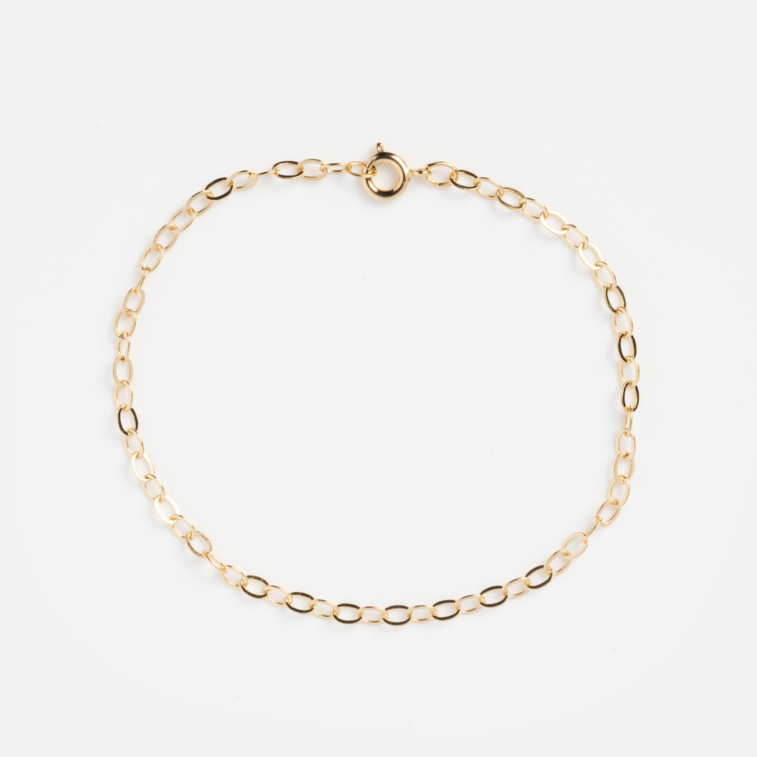 Gold chain bracelet on a white background