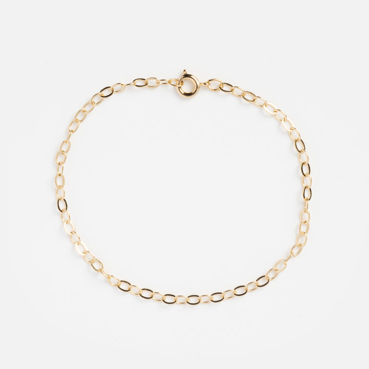 Gold chain bracelet on a white background