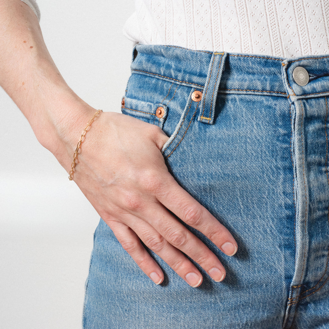 Tiny Paperclip Chain Bracelet - adorn512