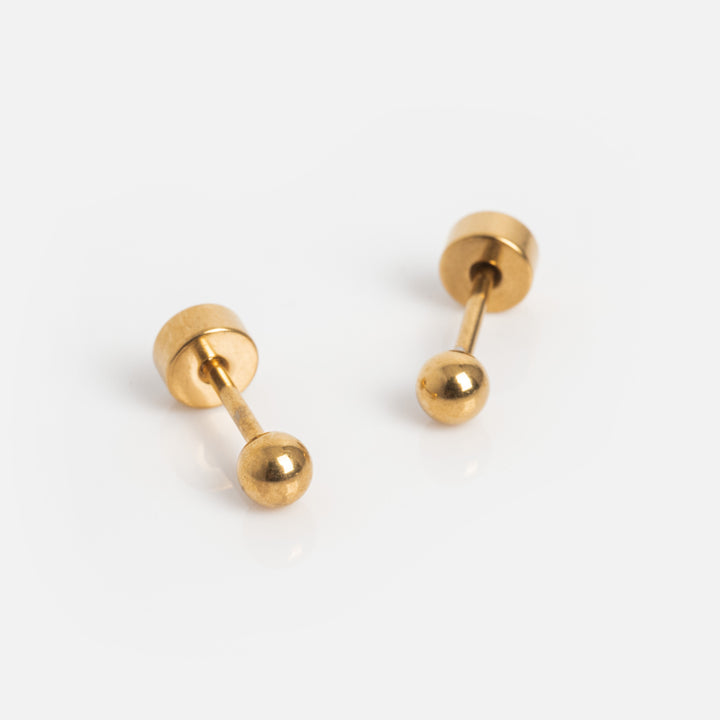 Gold Ball Screw Back Studs