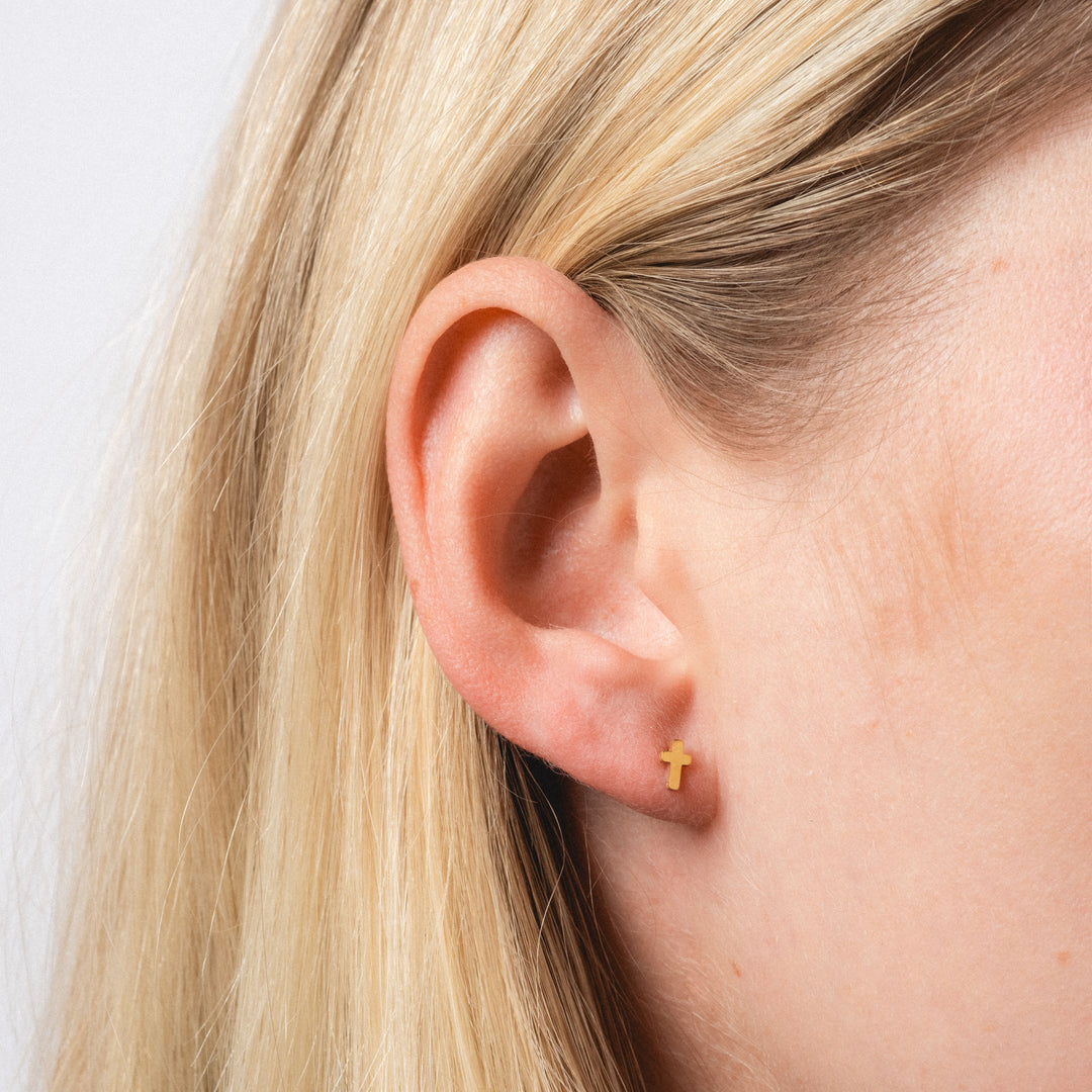 Golden Cross Screw Back Studs
