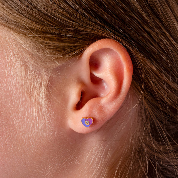 Bubble Heart Enamel Screwbacks