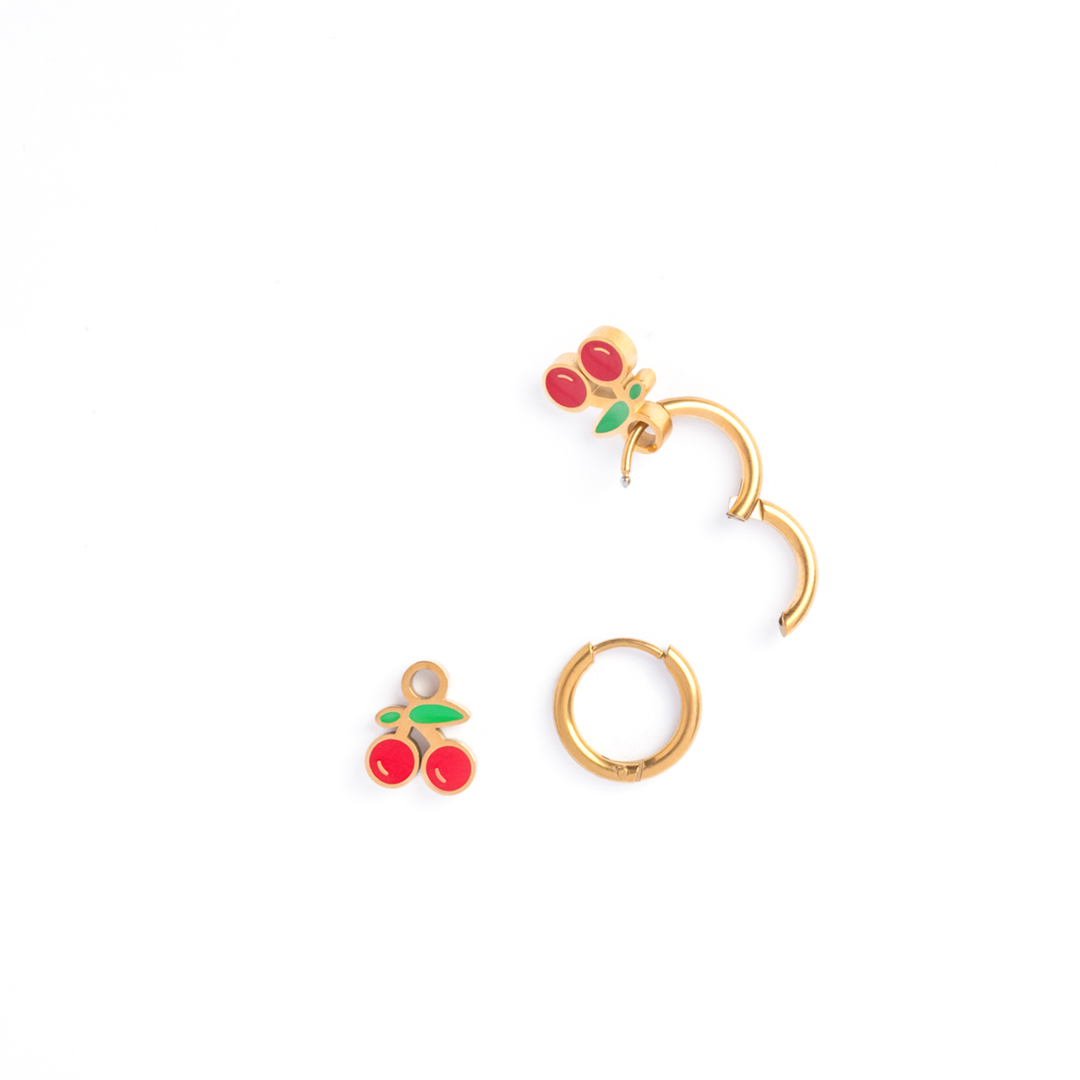 Cherry Enamel Huggies