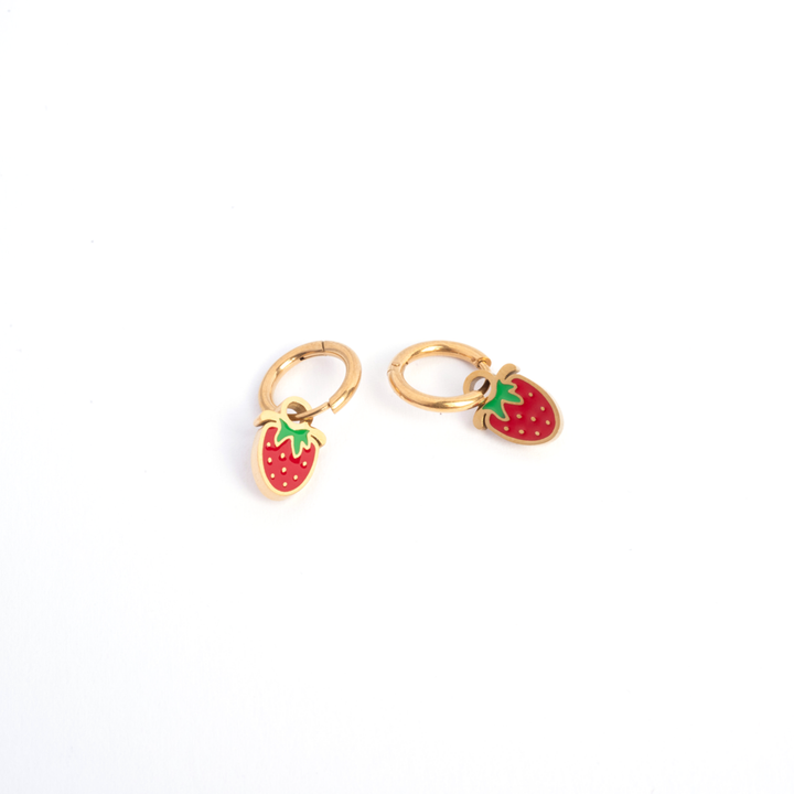 Strawberry Enamel Huggies