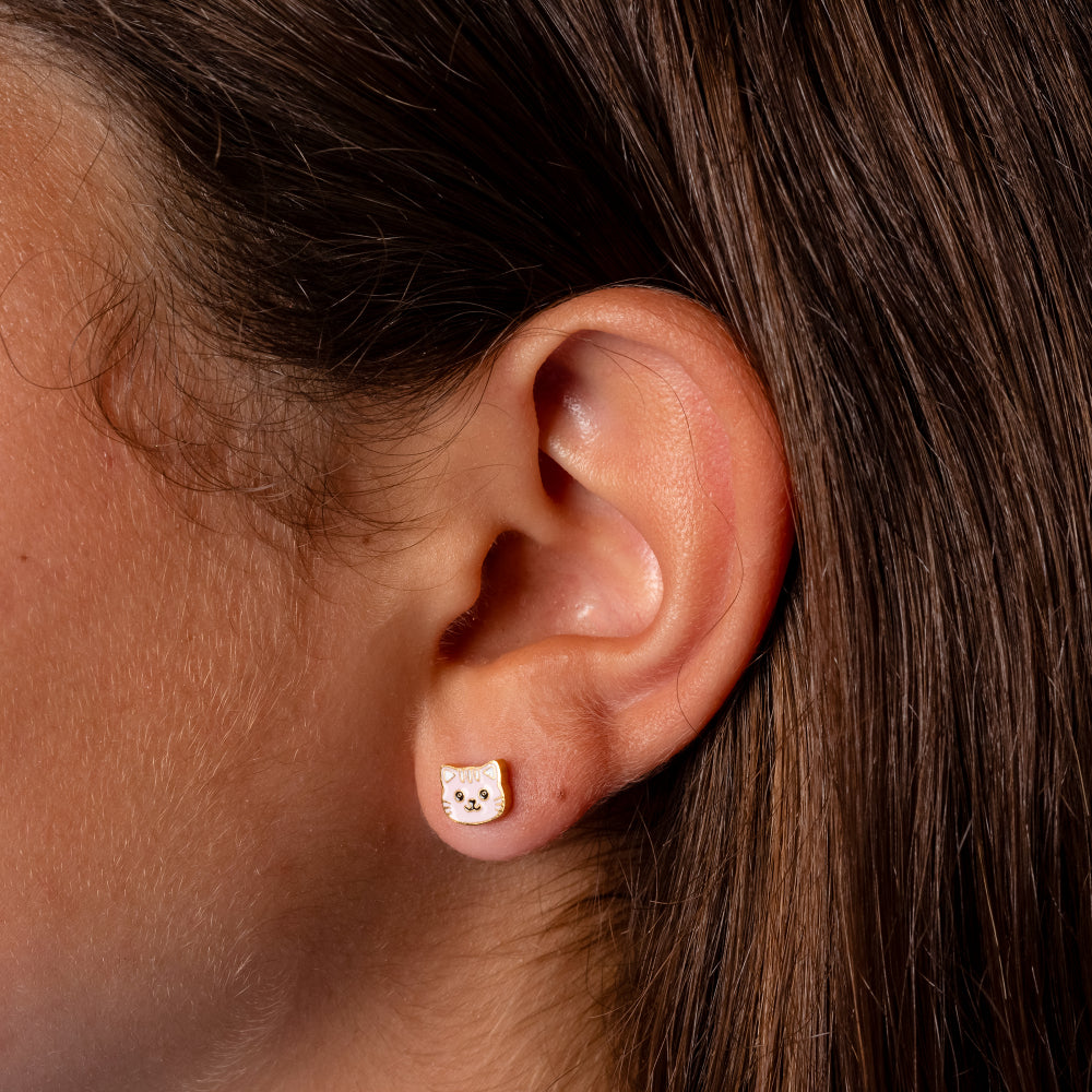 Kitty Enamel Screwbacks