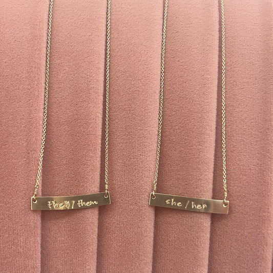 Pronoun Bar Necklace
