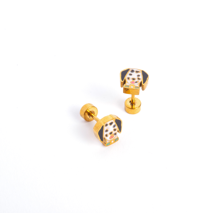 Dalmatian Puppy Enamel Screwbacks