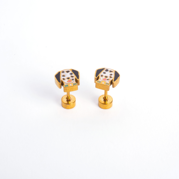 Dalmatian Puppy Enamel Screwbacks