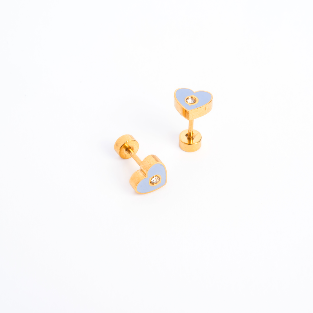 Bubble Heart Enamel Screwbacks