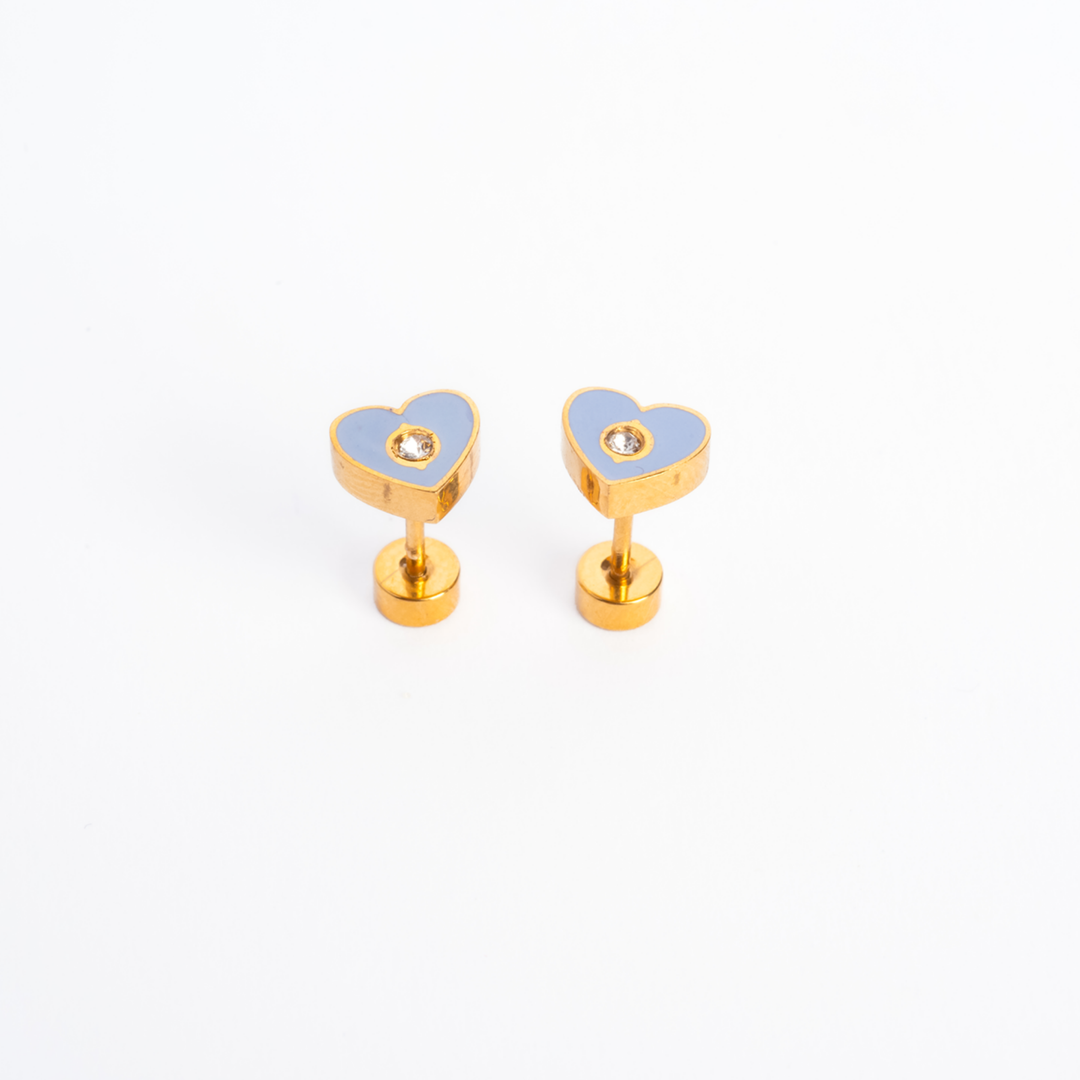 Bubble Heart Enamel Screwbacks
