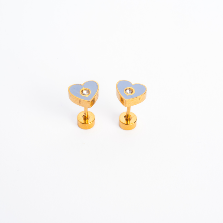 Bubble Heart Enamel Screwbacks