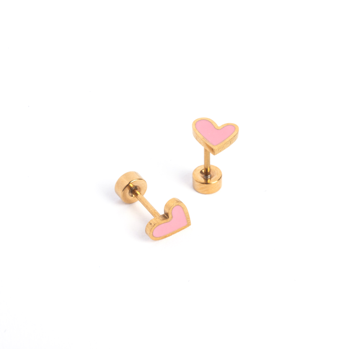 Heart Enamel Screwbacks