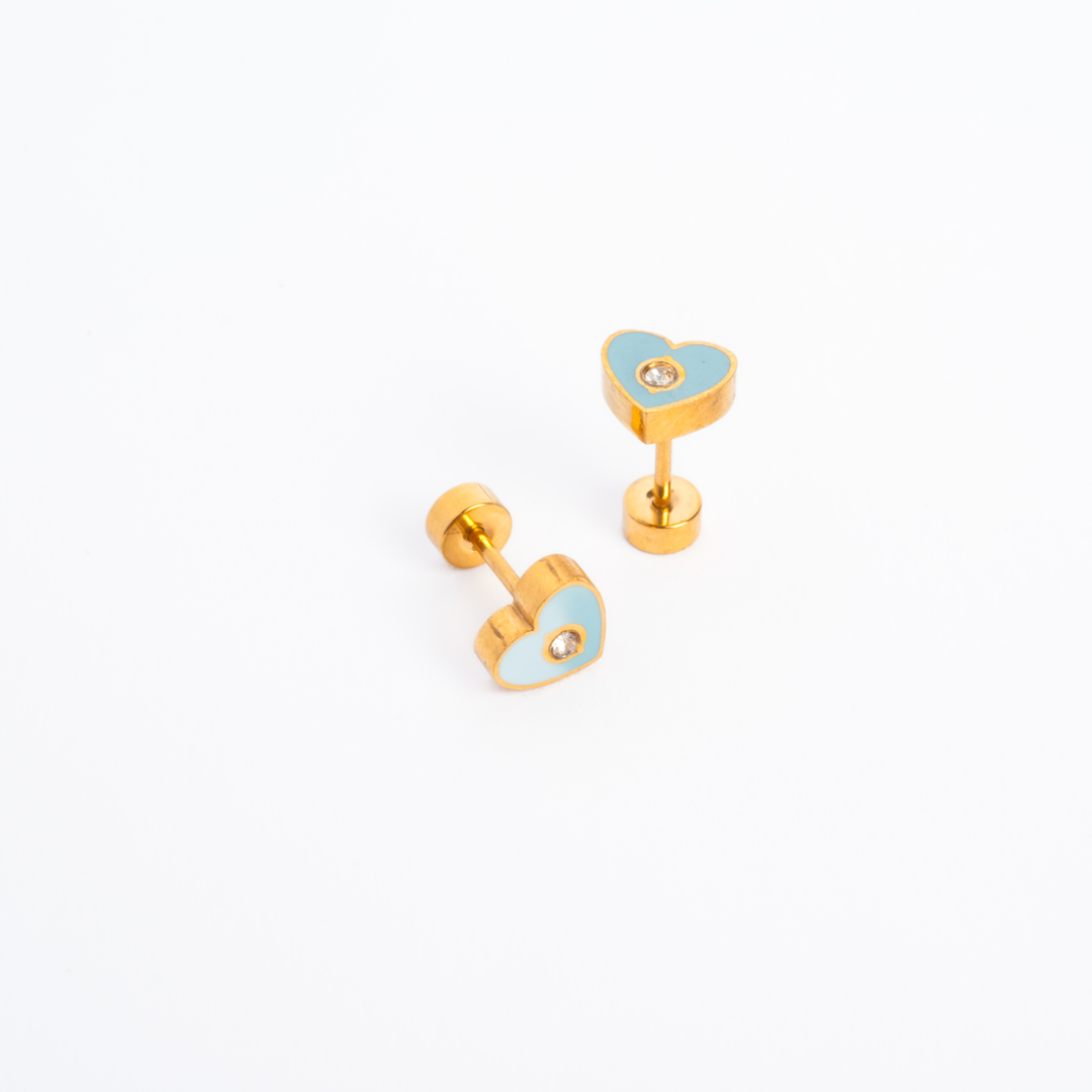 Bubble Heart Enamel Screwbacks