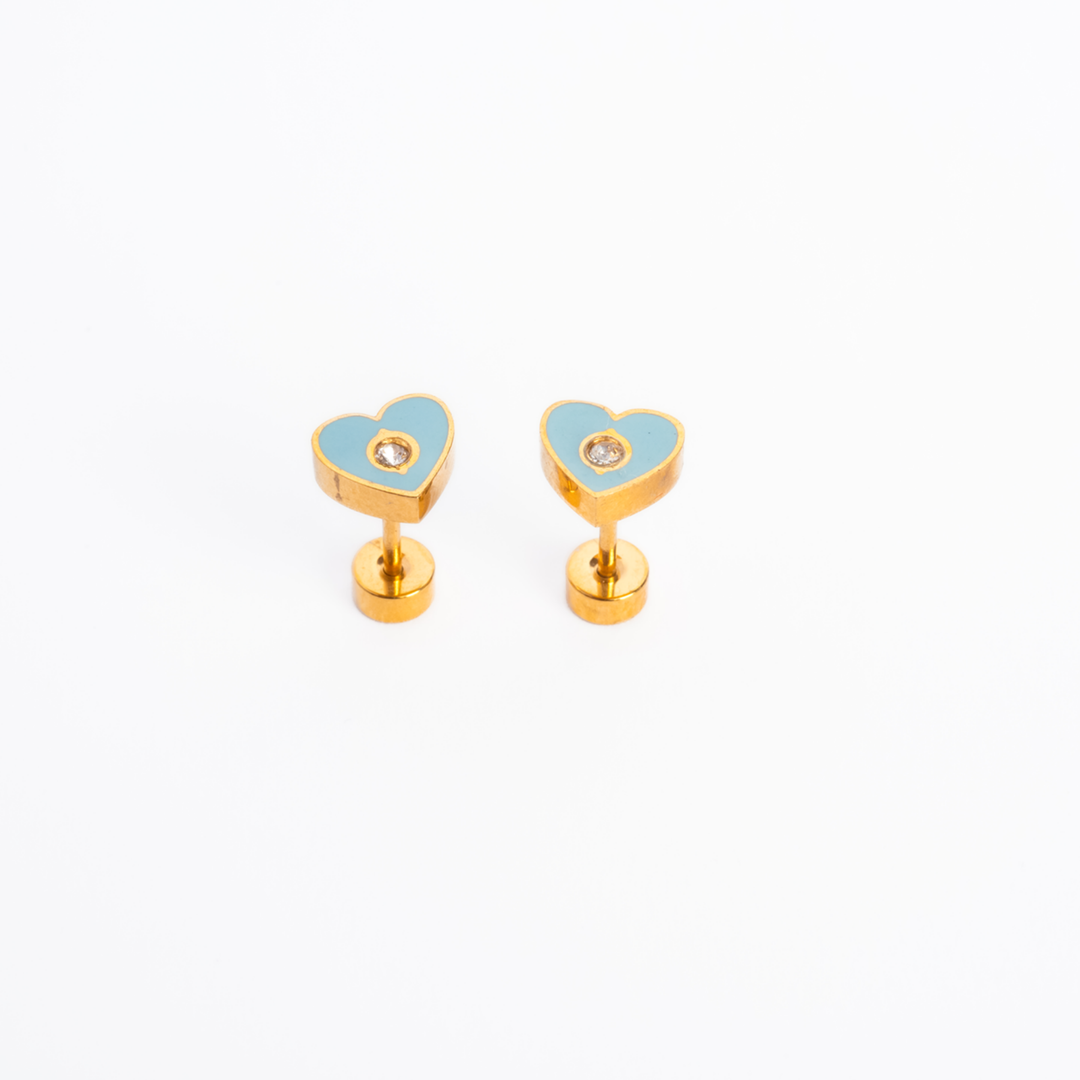 Bubble Heart Enamel Screwbacks