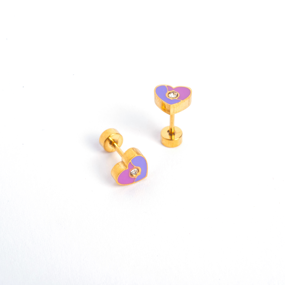 Bubble Heart Enamel Screwbacks