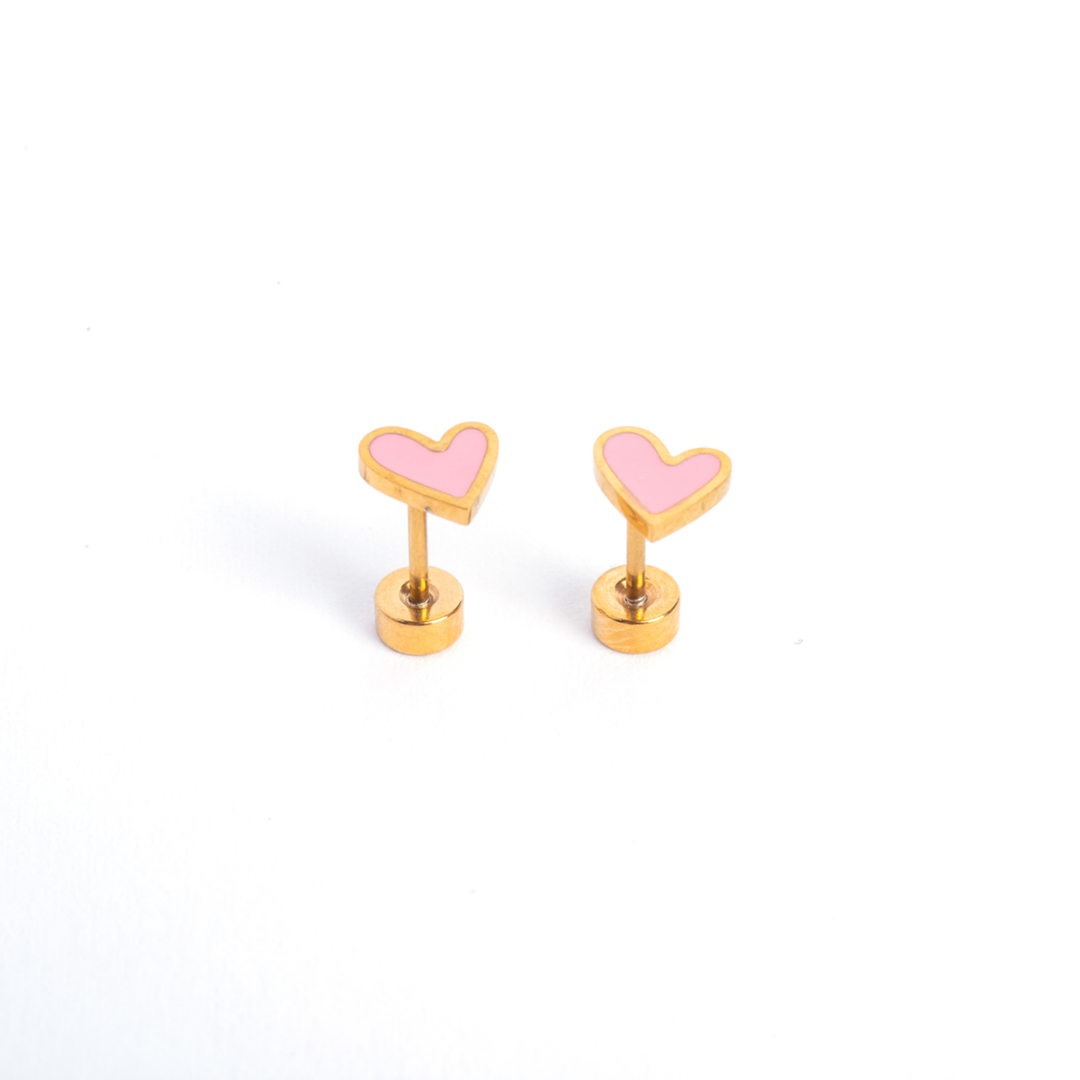 Heart Enamel Screwbacks
