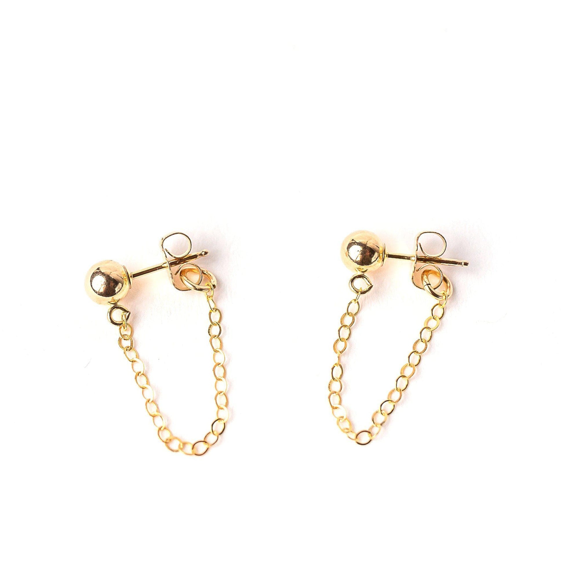 Rose Gold Chain Earrings Ear Cuff Gold Ball Studs Edgy 