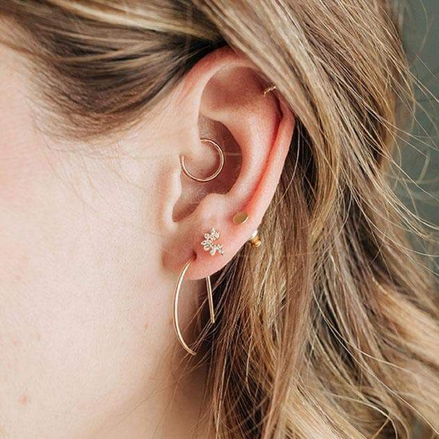 CZ Crescent Stud Earrings
