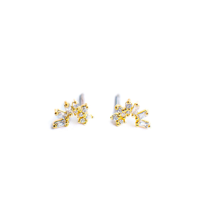 CZ Crescent Stud Earrings