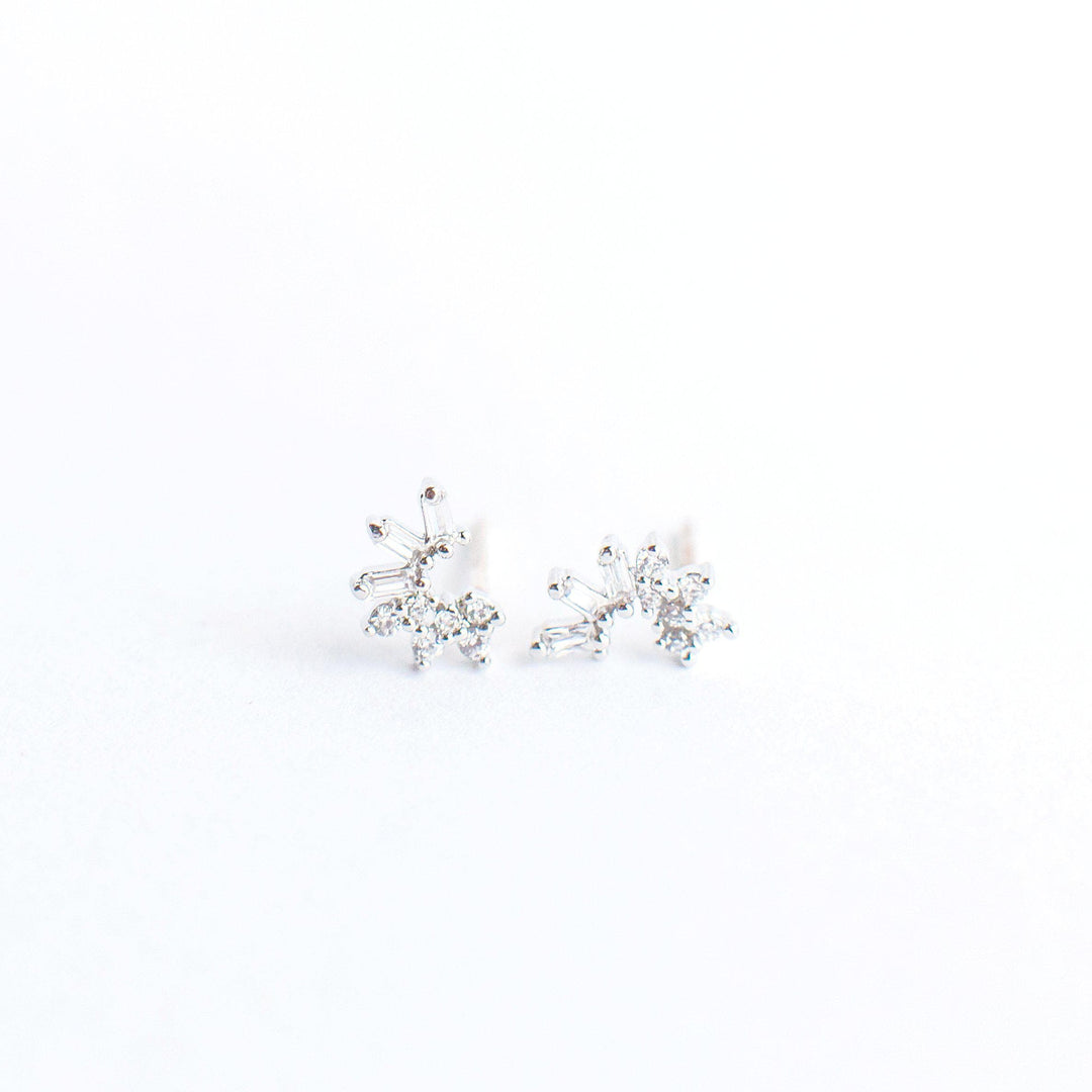 CZ Crescent Stud Earrings