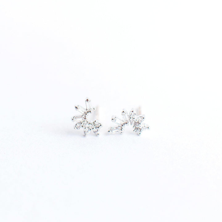 CZ Crescent Stud Earrings