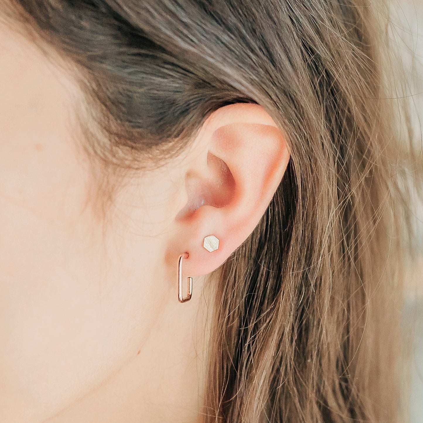 Single Hex Stud Earring